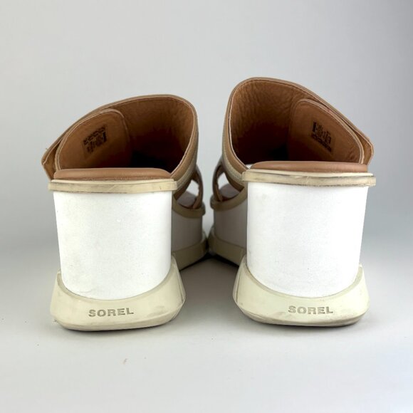 Sorel Dayspring Platform Slide Sandals Tan Leather Size 7.5 - Picture 6 of 14